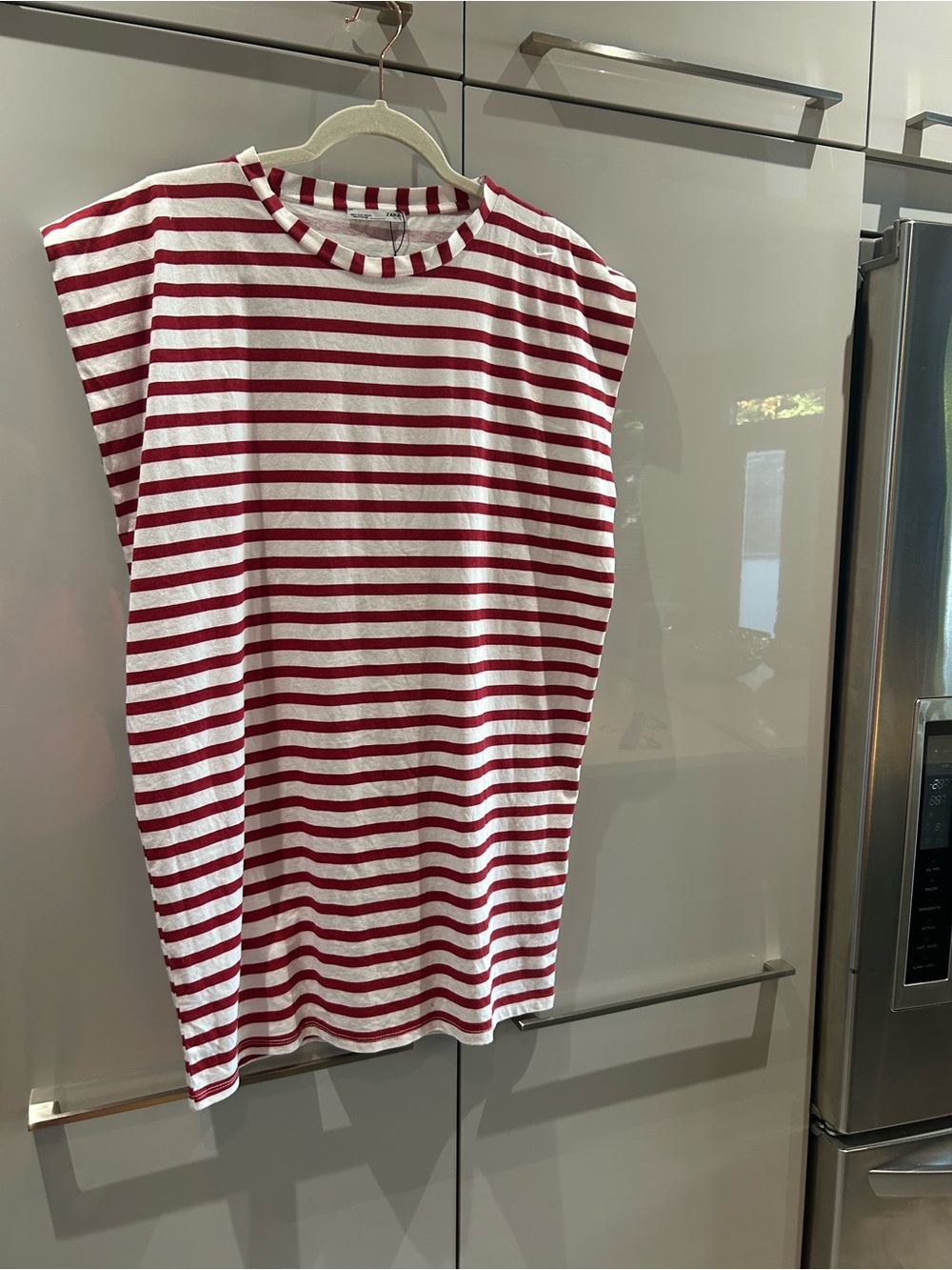 Zara Red and White Striped Tee Dress